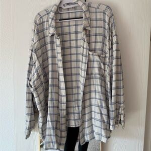 Plaid Men's Shirt in Blue and White